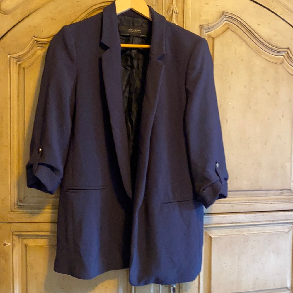 Navy blue 3/4 length sleeve dress jacket
